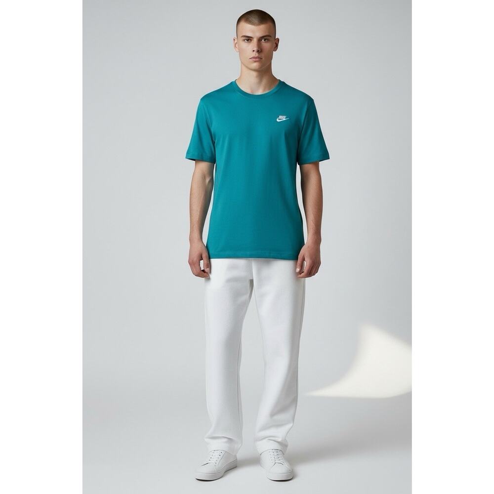 Nike The Nike Tee Short Sleeve Teal Green Crewneck White Swoosh 2XL Runs Small